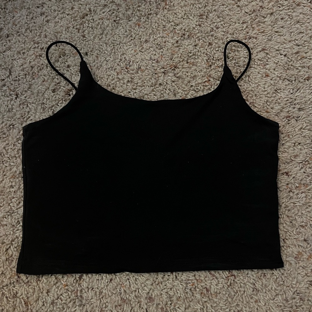 Black Stretchy Cropped Cami Top